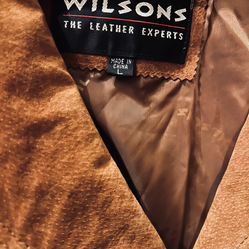 Wilsons Leather Women’s Brown Fringe Western Jacket Button Short Size L - Picture 5 of 9
